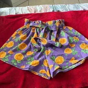 Purple Orange Print Shorts